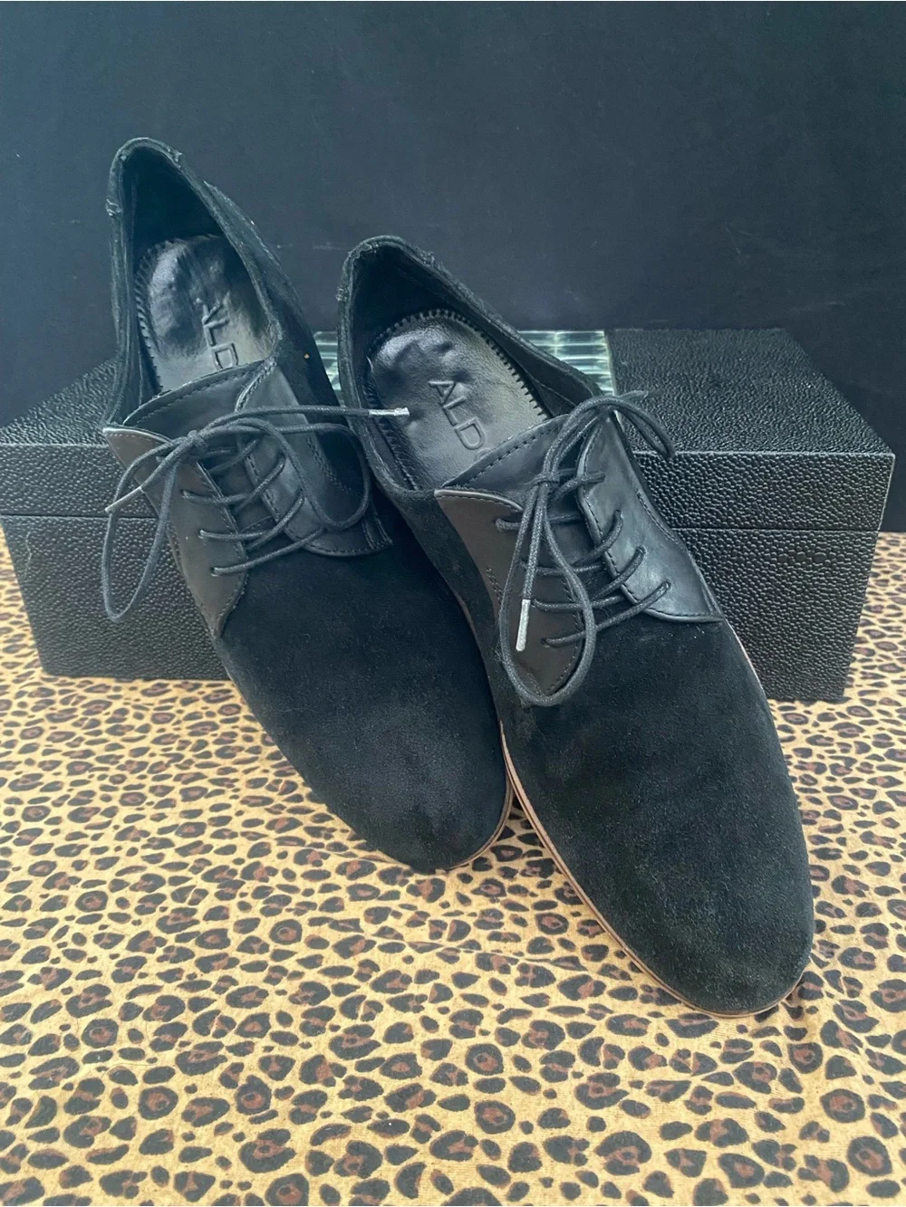 Aldo Black Suede Derby Dress Shoes